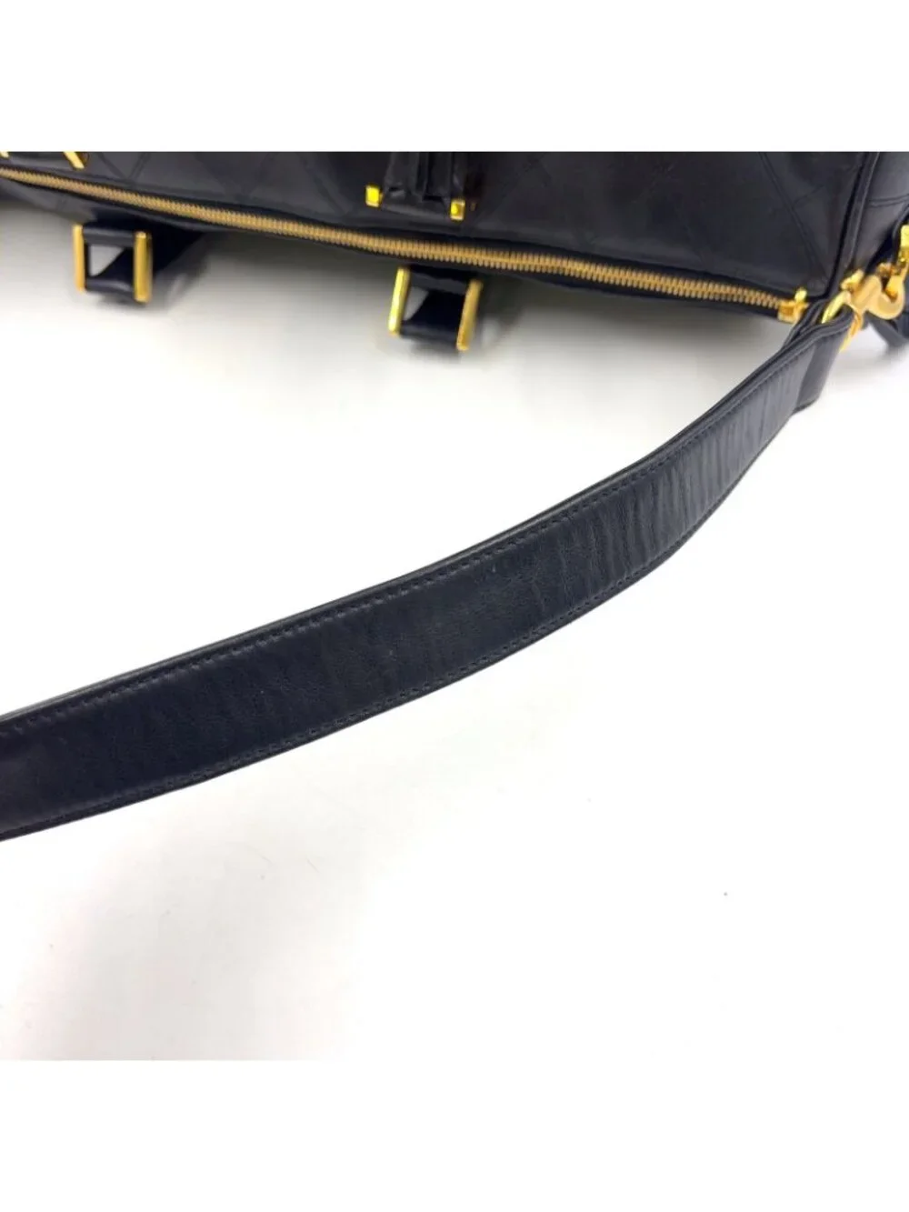 Chanel Bicolor 2-Way Leather Black Boston Bag Gold